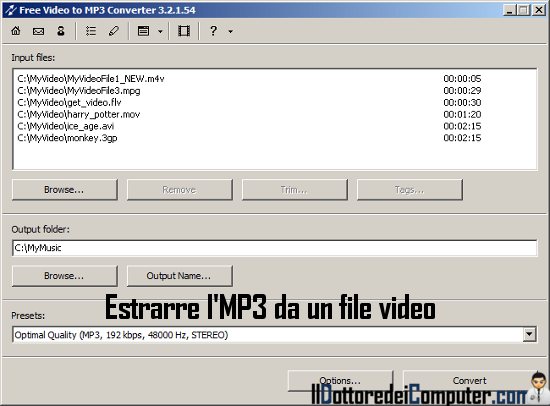 estrarre audio da video mp4 italiano