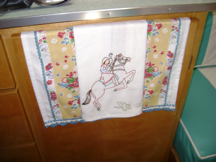 Cowgirl dishtowel I embroidered this summer