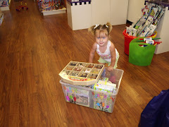 Hannah making her birthday box at Learning Express...