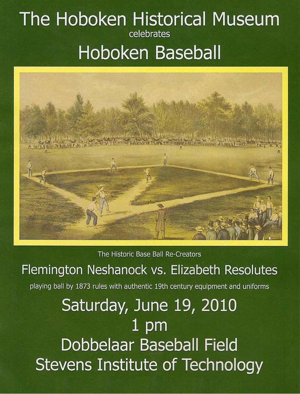 The Hoboken Journal Hoboken Baseball Game Recreation June 19th 1PM at
