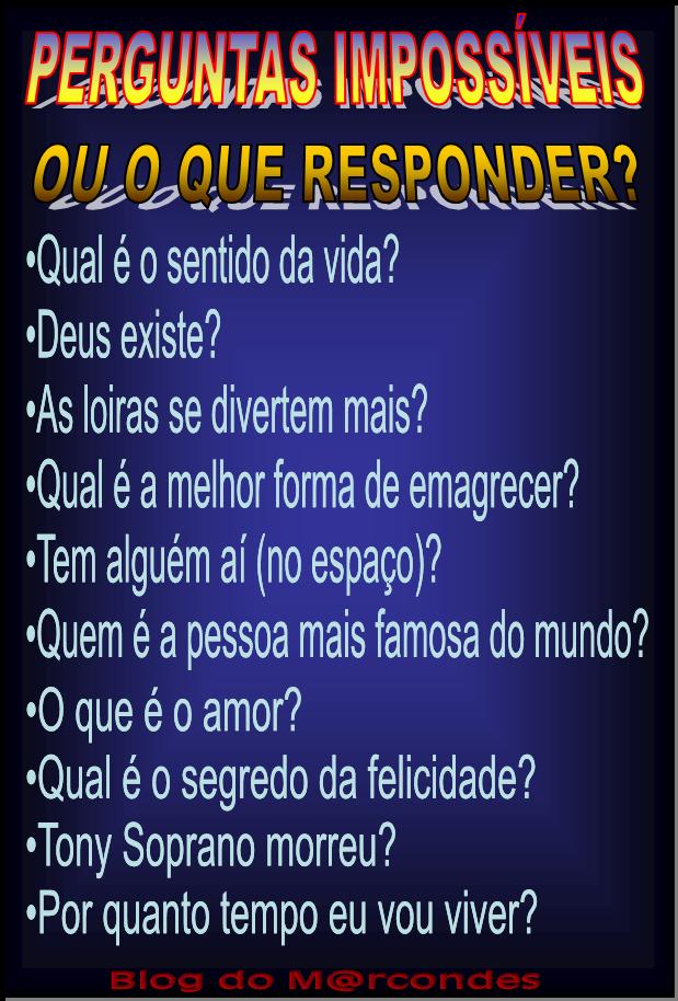 20 perguntas impossíveis do questionário com respostas