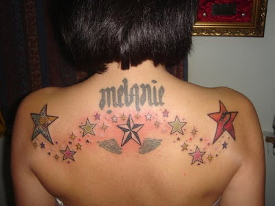 Lower Back Star Tattoo With The Word " name 