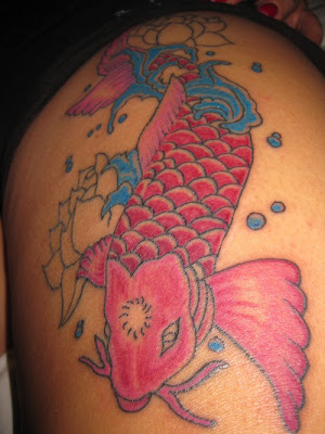 Red Koi Fish Tattoo in The Water