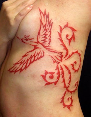 Tribal Red Bird Tattoo