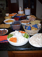 Buffet on island in kitchen