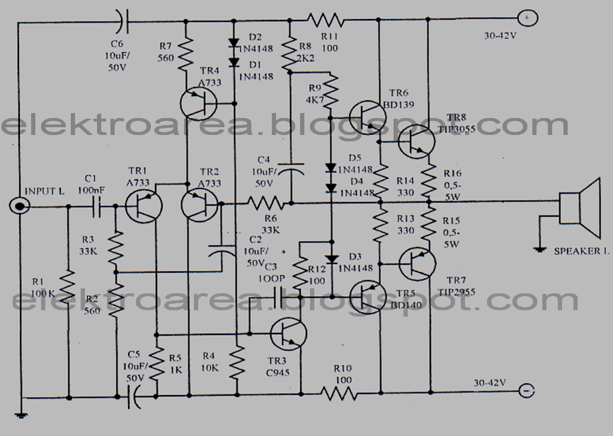 Rangkaian 150 Watt OCL Amplifier |Koleksi Skema Rangkaian|Artikel