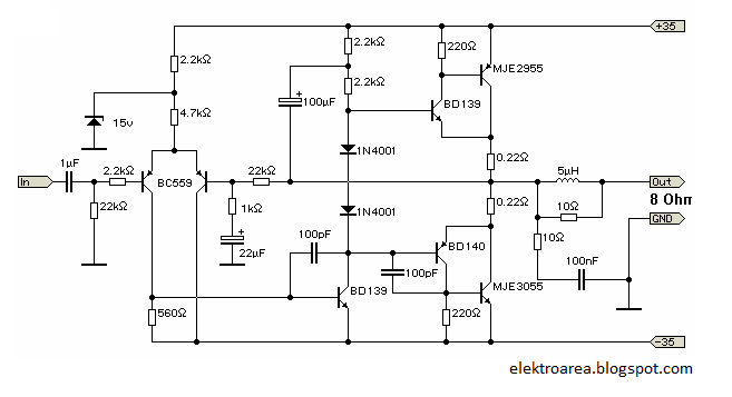Rangkaian 60 Watt Power Amplifier |Koleksi Skema Rangkaian|Artikel
