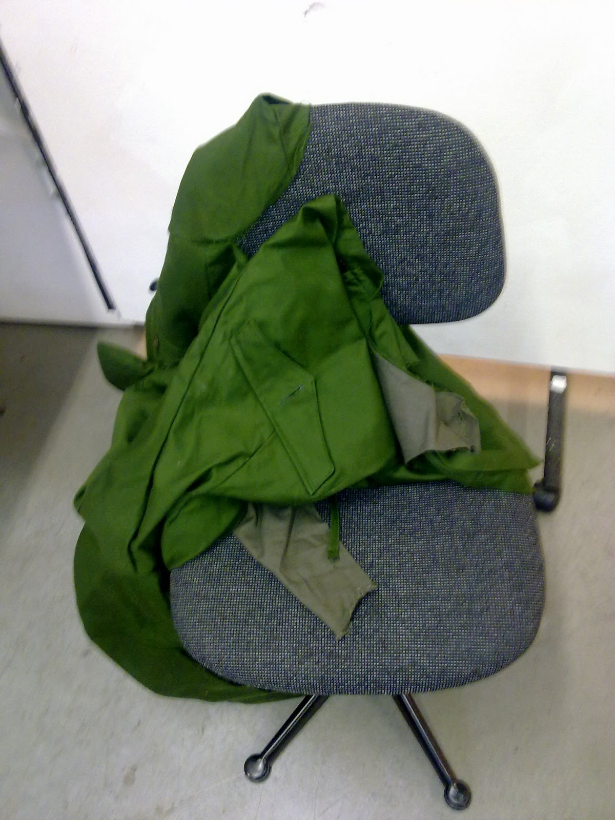 Explore Creativity Army Jacket Experimentation with Chair and Mannequin