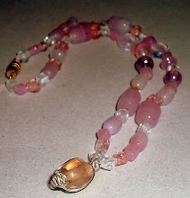 Pink,Crystal and Amber necklace.
