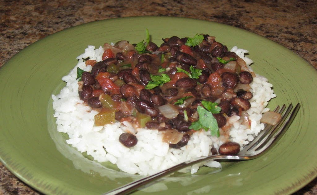 Five Little Peaches Simmered Black Beans over Rice