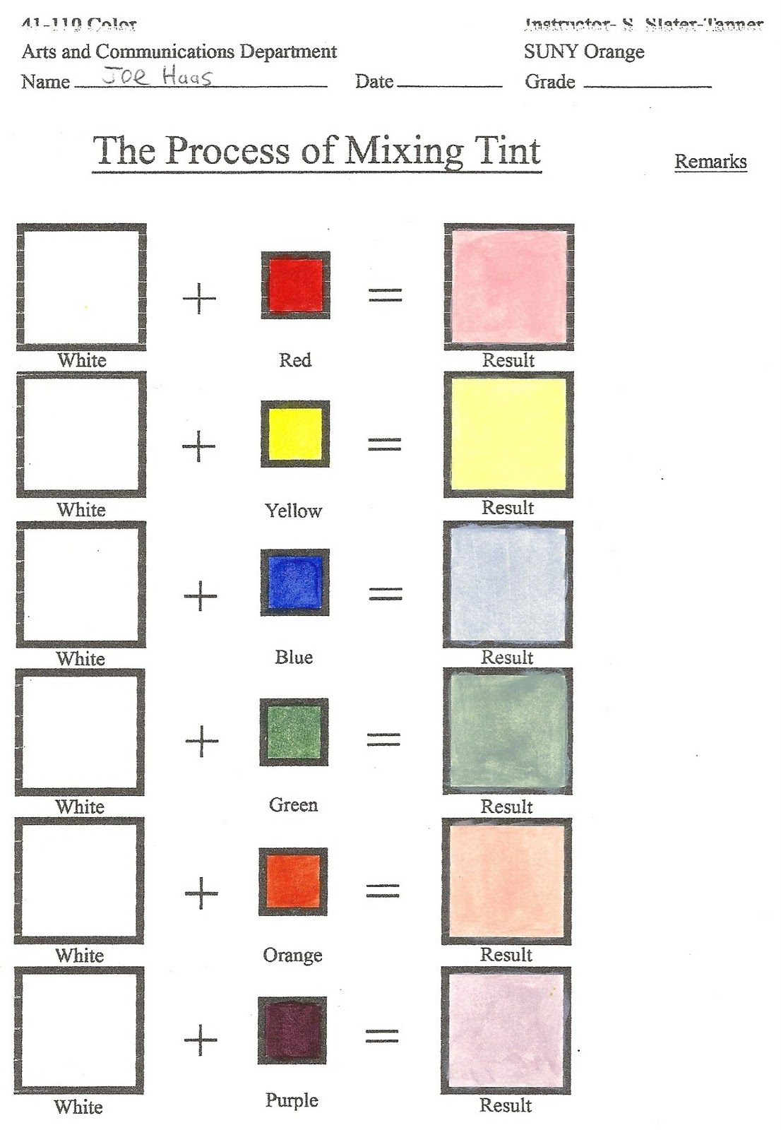 color portfolio The Process of Mixing Tints