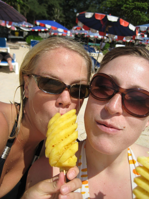 Sunshine and pineapple on a beach!