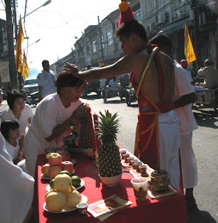 Ma Song bestowing blessings at the Phuket Vegetarian festival