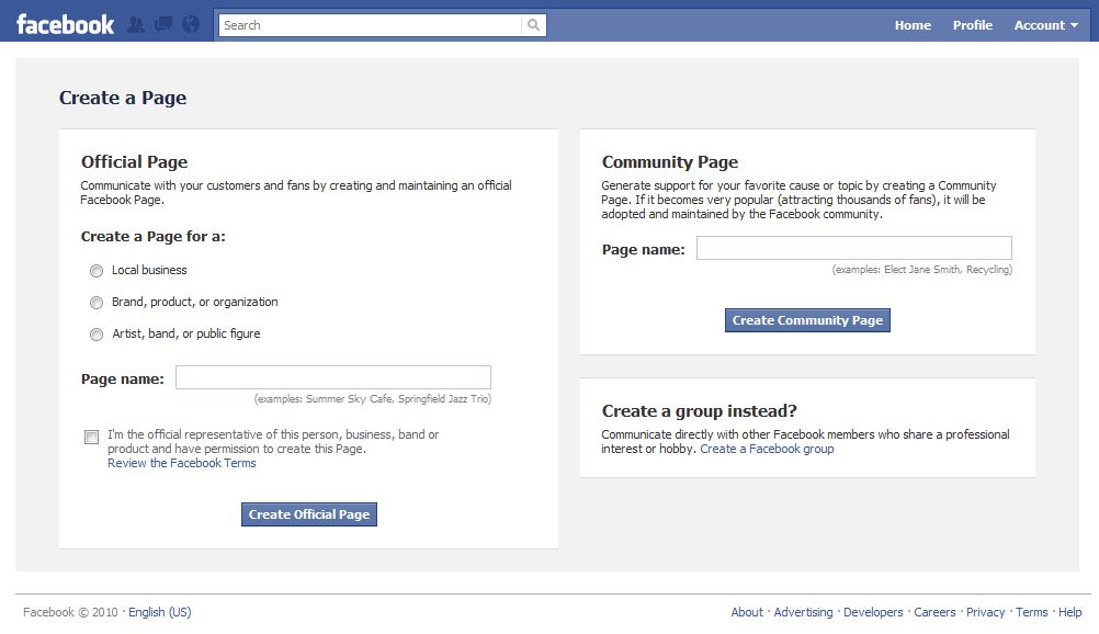 how to make a facebook page for my business