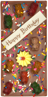 Chocolate bar that says Happy Birthday