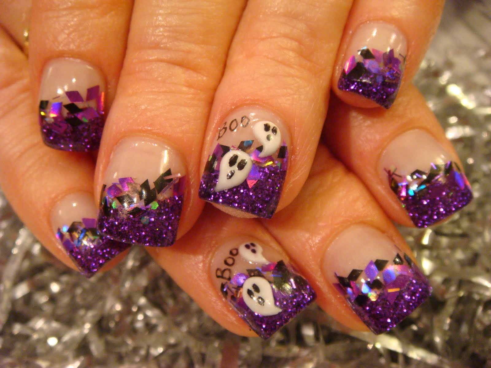 purple halloween nail design