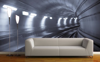 sofa no tunel do papel parede