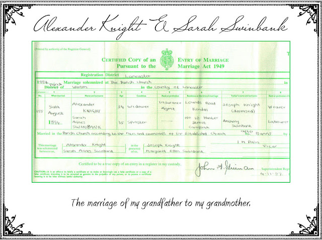 Marriage Cert Of Alex and Sarah