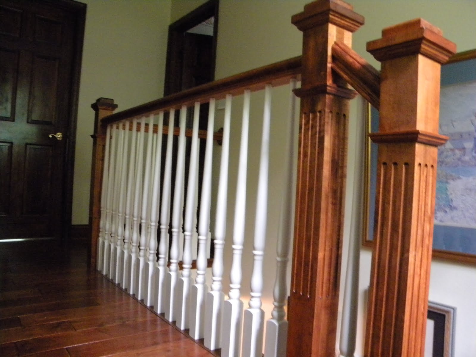 Wood Stairs and Rails and Iron Balusters Maple Victorian Newel Post