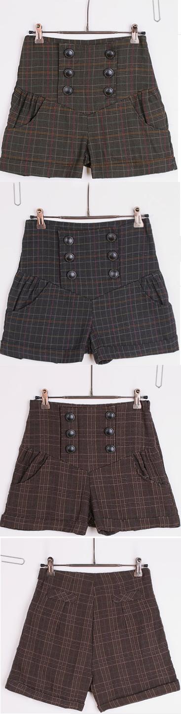 UC0443 Wool checkers Short Pants 3 colours