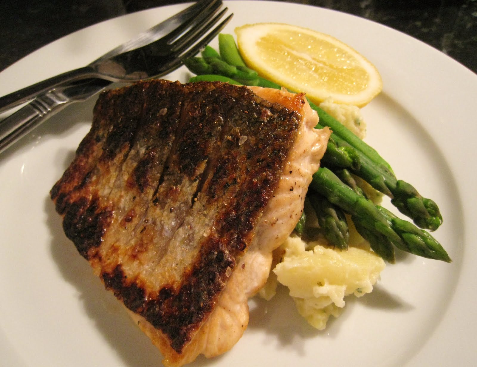 Journey of an Obsession PanFried Salmon with Crushed Potatoes and