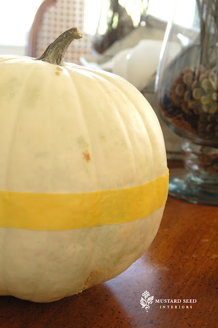 "grain sack" painted pumpkins | miss mustard seed