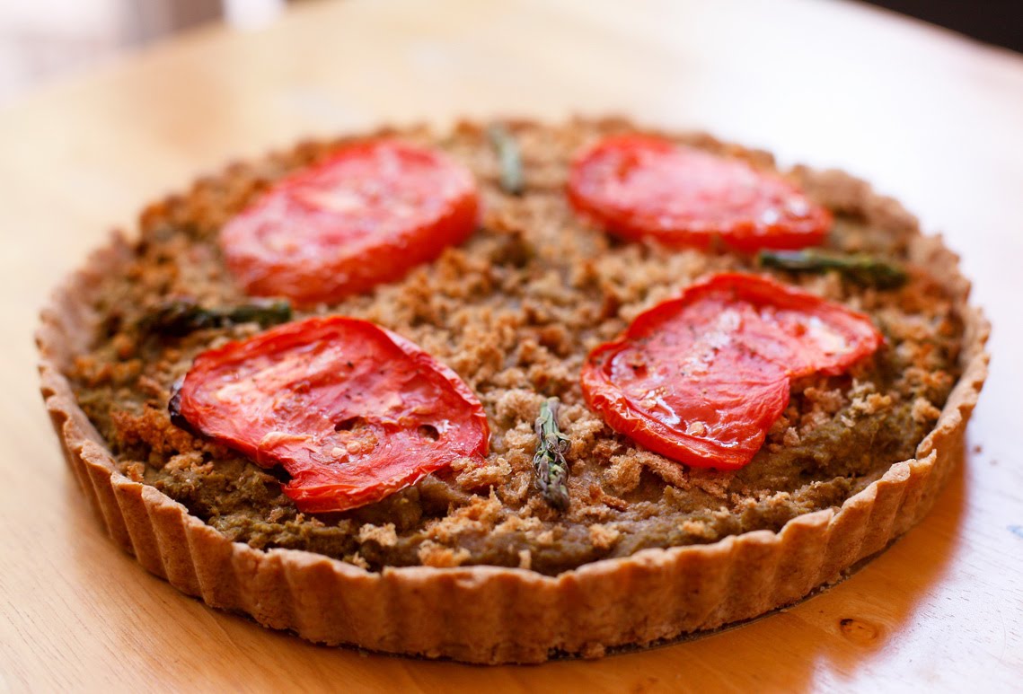 go vegan meow! Asparagus Quiche with Tomatoes and Tarragon
