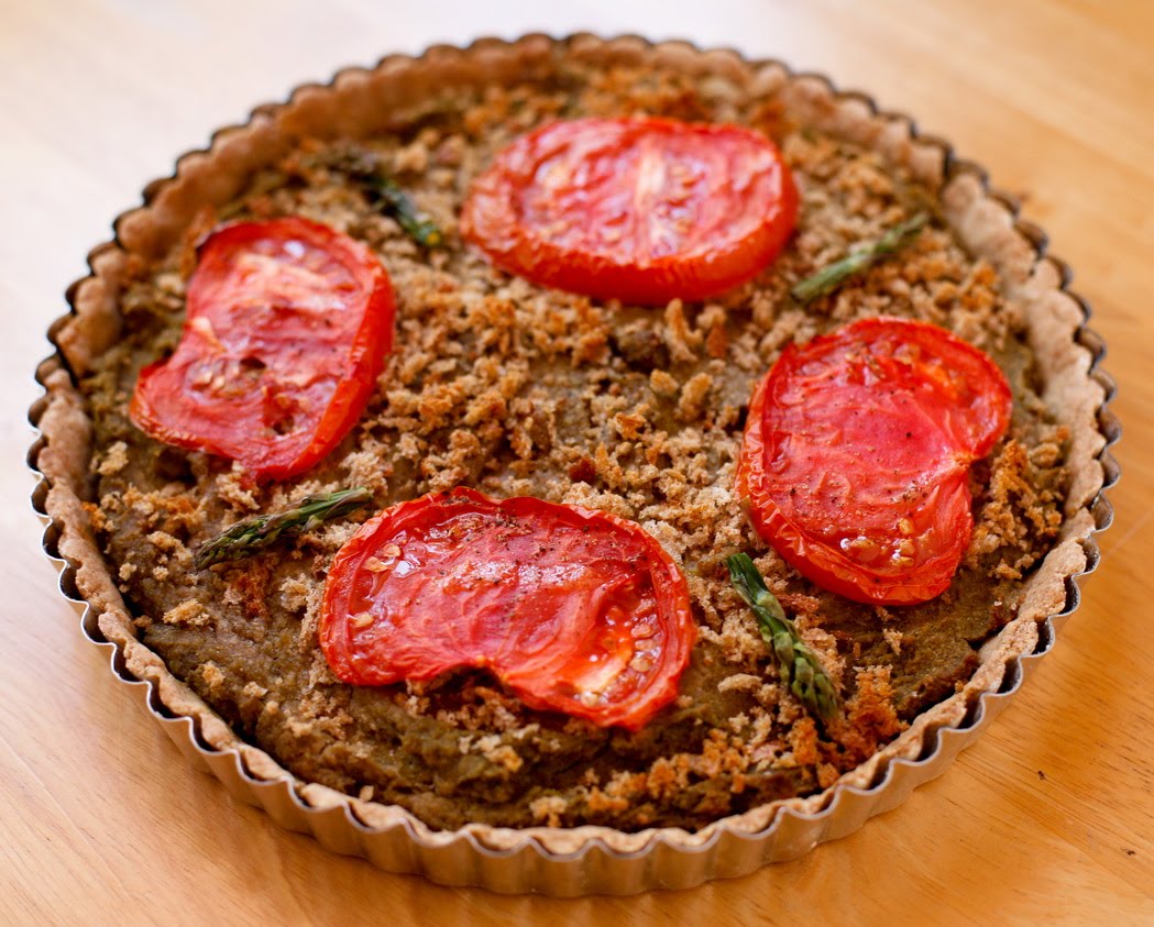 go vegan meow! Asparagus Quiche with Tomatoes and Tarragon
