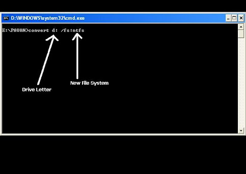 Convert File System FAT to NTFS