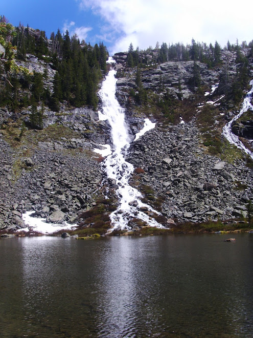 A waterfall into Jewel Lake