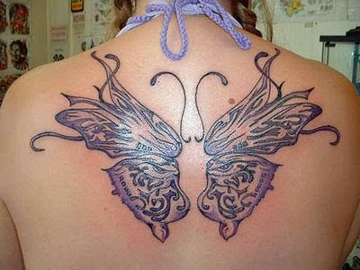 Upper Back Butterfly Tattoo