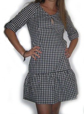 handmade, dress, sewn, sewing machine, fabric, pattern, check, dress top, rolled sleeves 