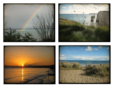 photographs, pictures, photos, sunset, beach, rainbow, sea, cliffs