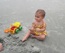 Jaidyn touches the sand for the first time