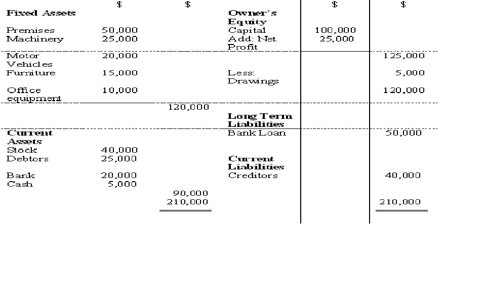 balance sheet format