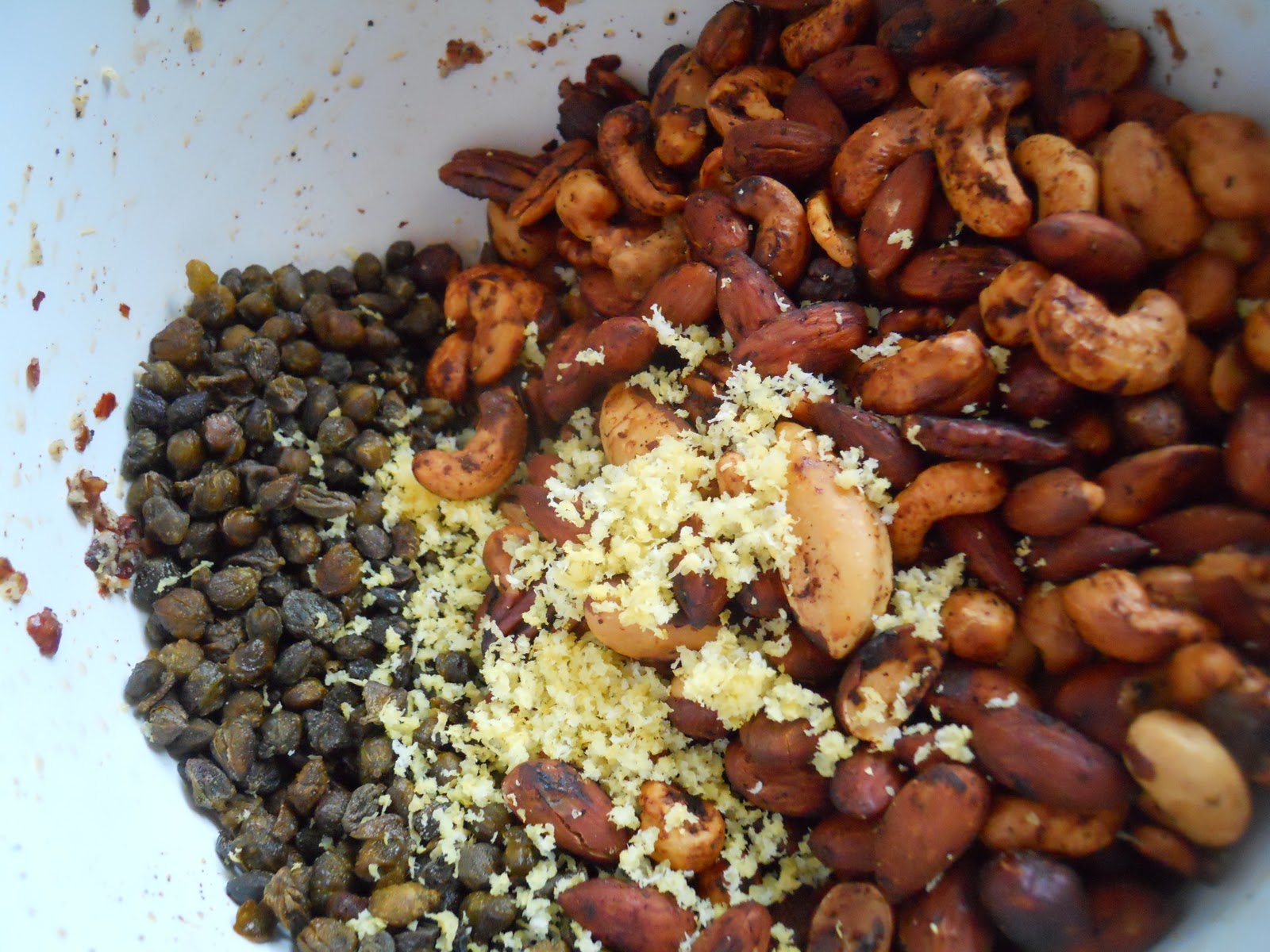 Jesse's Kitchen Peppered Mixed Nuts with lemon & capers