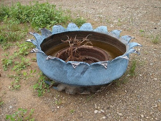 Recycled tire planter