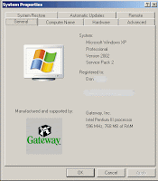 System Properties show 768 Mb