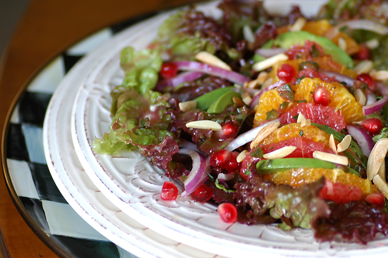 Savoring Time in the Kitchen Citrus Salad with Pom Vinaigrette and a
