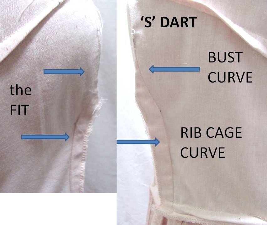 Pintucks SEWING VINTAGE 'S' Curve Darts & Flat Lining as Facing