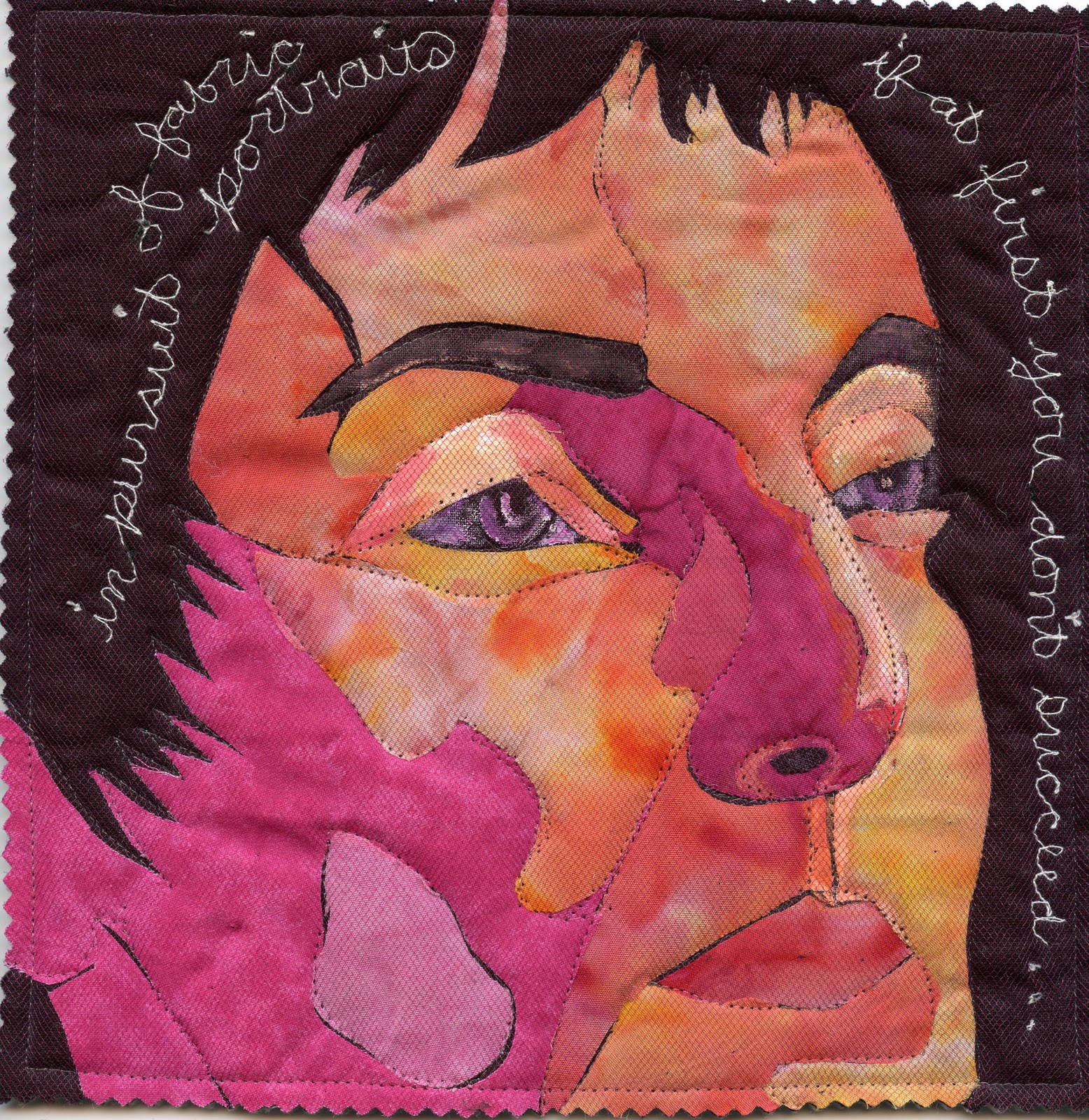 Drawing Time Portrait Quilt a tardy journal quilt effort