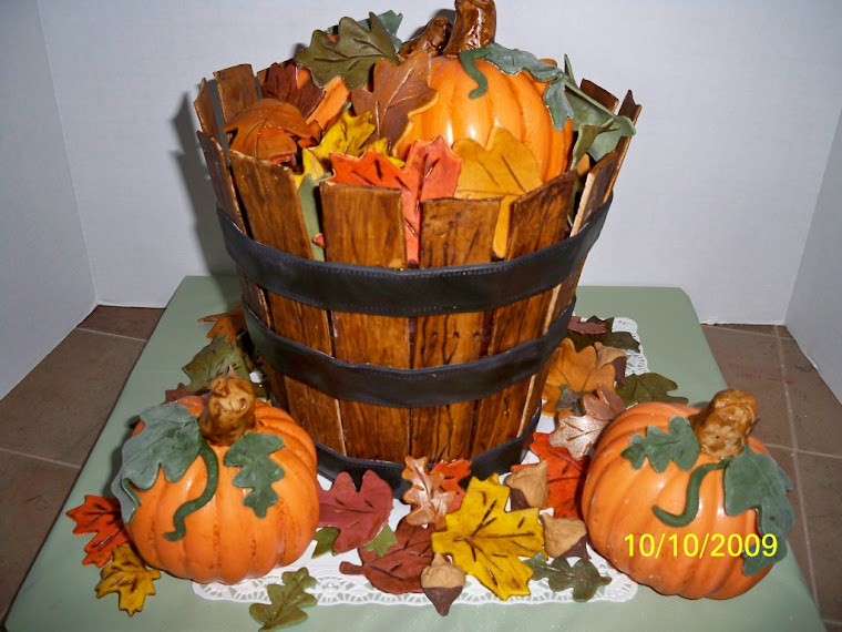 Fall Basket with leaves and pumpkins