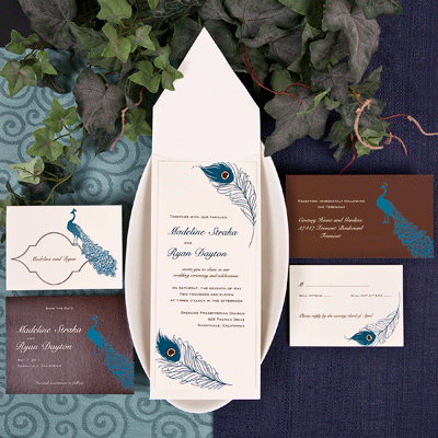 peacock wedding invitations cheap