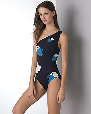 Marc Jacobs kissing fish one-shoulder maillot swimsuit from bloomingdale's