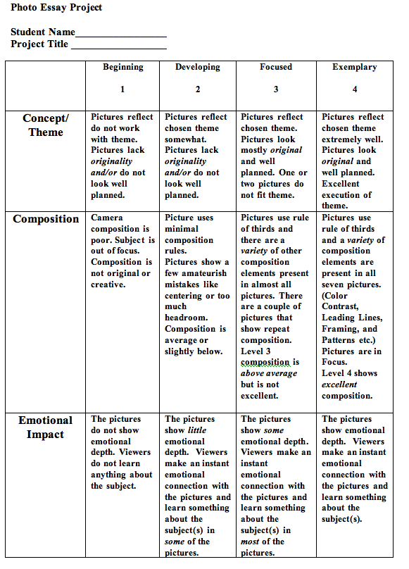 Essay rubric ontario
