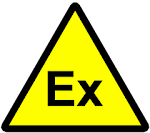 Símbolo "Ex" para sinalização de áreas classificadas com atmosferas explosivas. Padrão DIN e ATEX