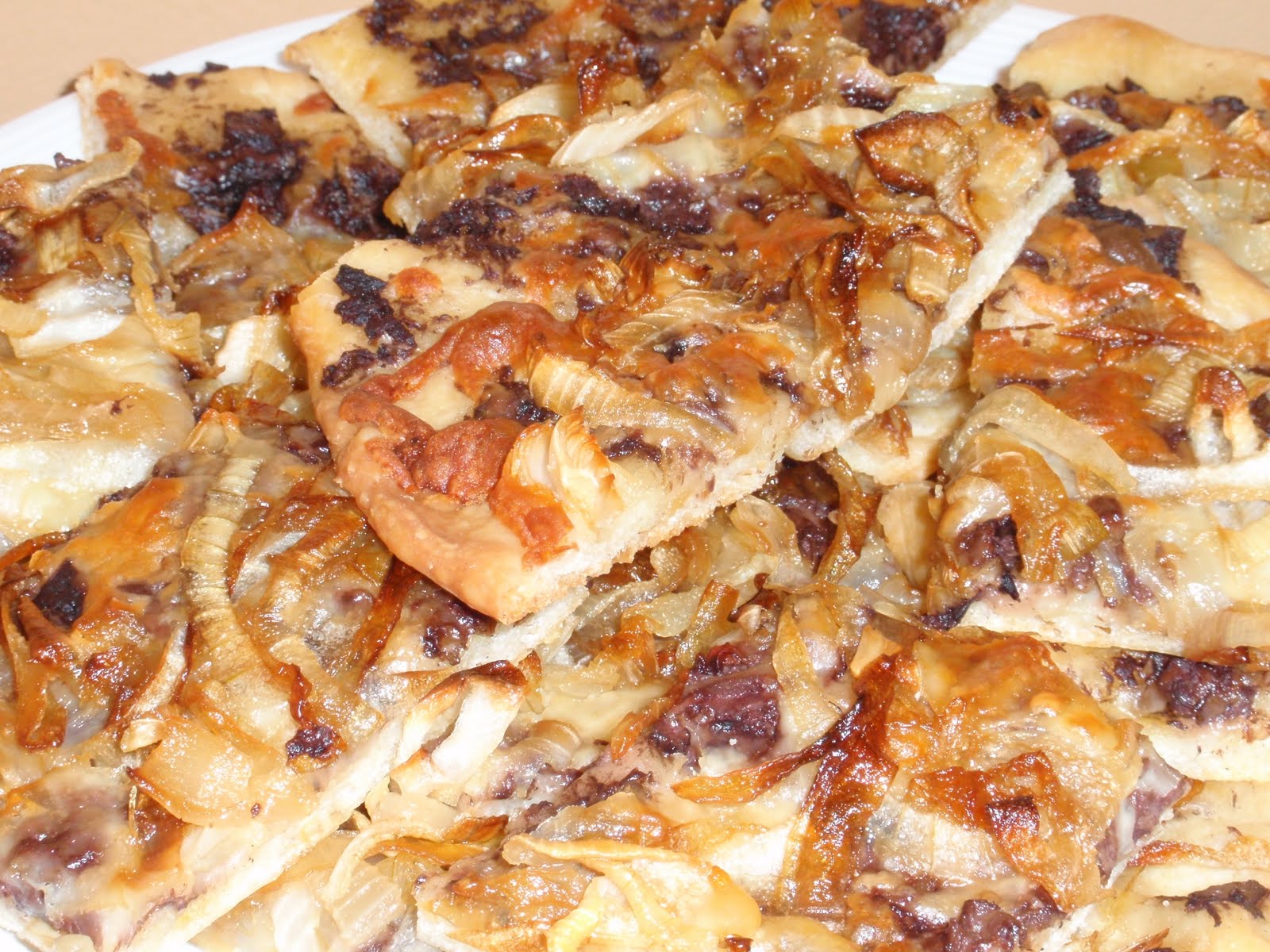 My Italian Grandmother Caramelized Onion and Olive Tapenade Pizza
