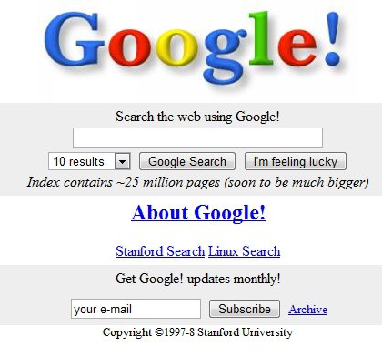 google 1997. of Google (circa 1997)