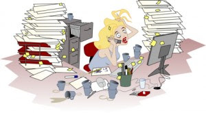 busy woman cartoon