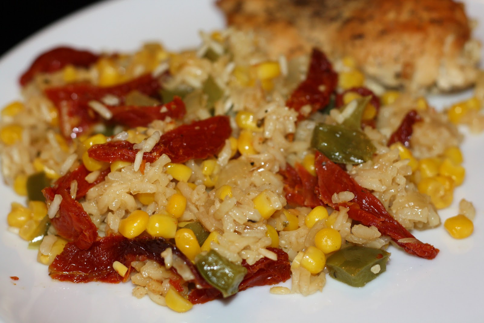 what's for dinner? chicken and rice with corn and sundried tomatoes... 1 hour and 10 minutes
